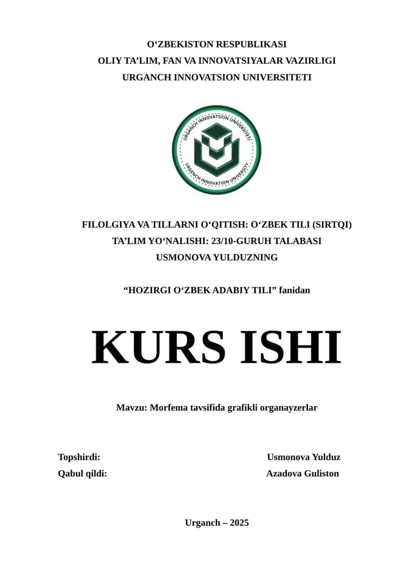MORFEMA TAVSIFIDA GRAFIKLI ORGANAYZERLAR
