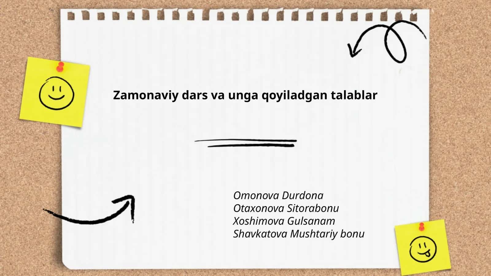 Zamonaviy dars va unga qoyiladgan talablar