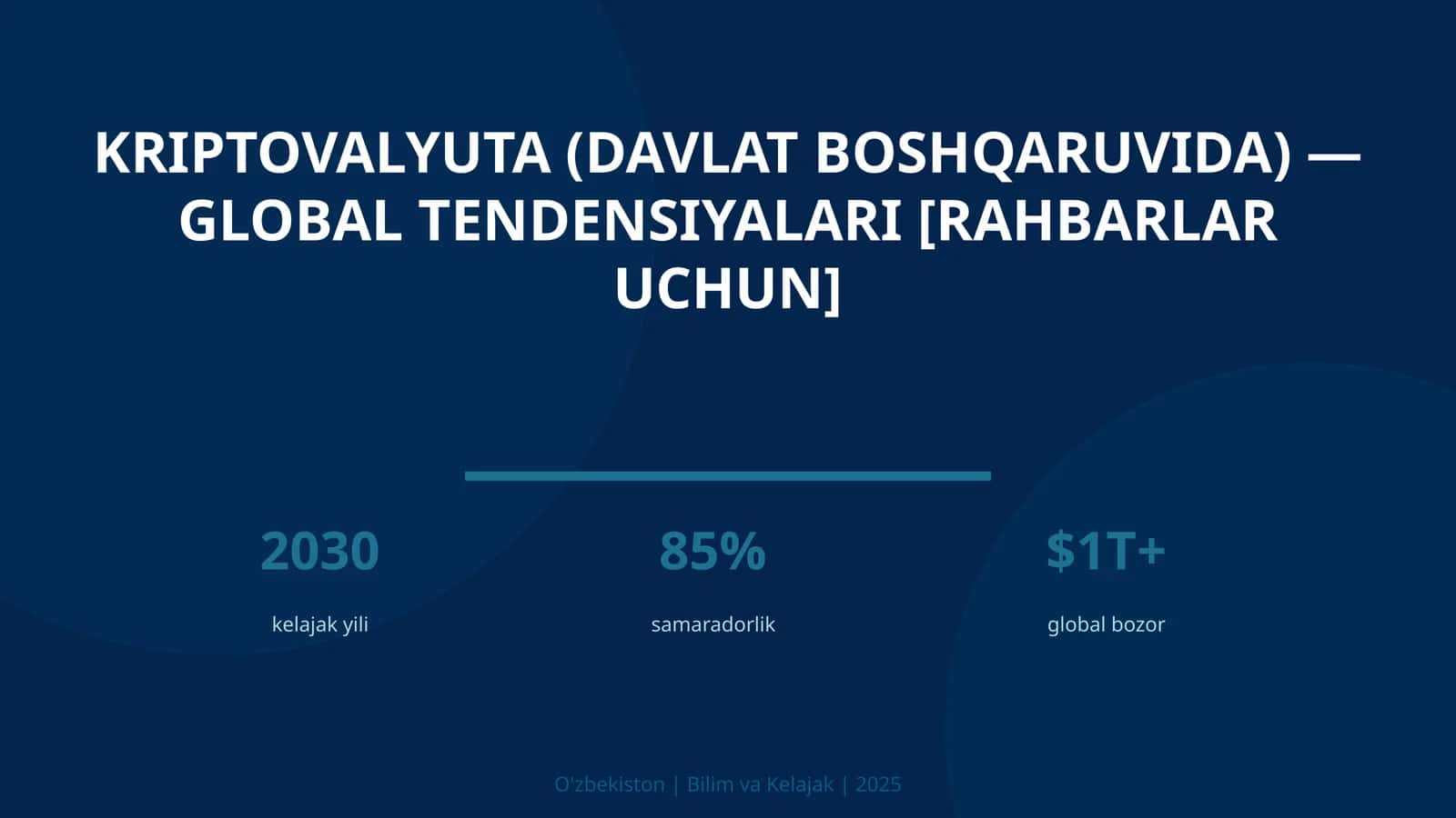 Kriptovalyuta (davlat boshqaruvida) — global tendensiyalari [rahbarlar uchun]