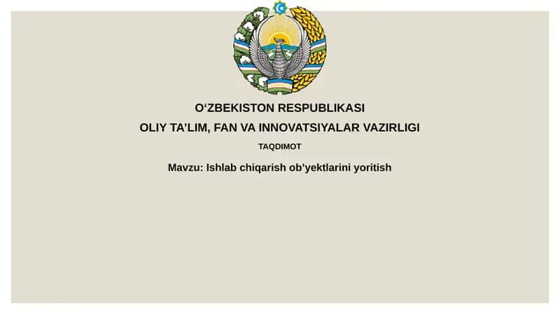 Ishlabchiqarish ob’yektlarini yoritish