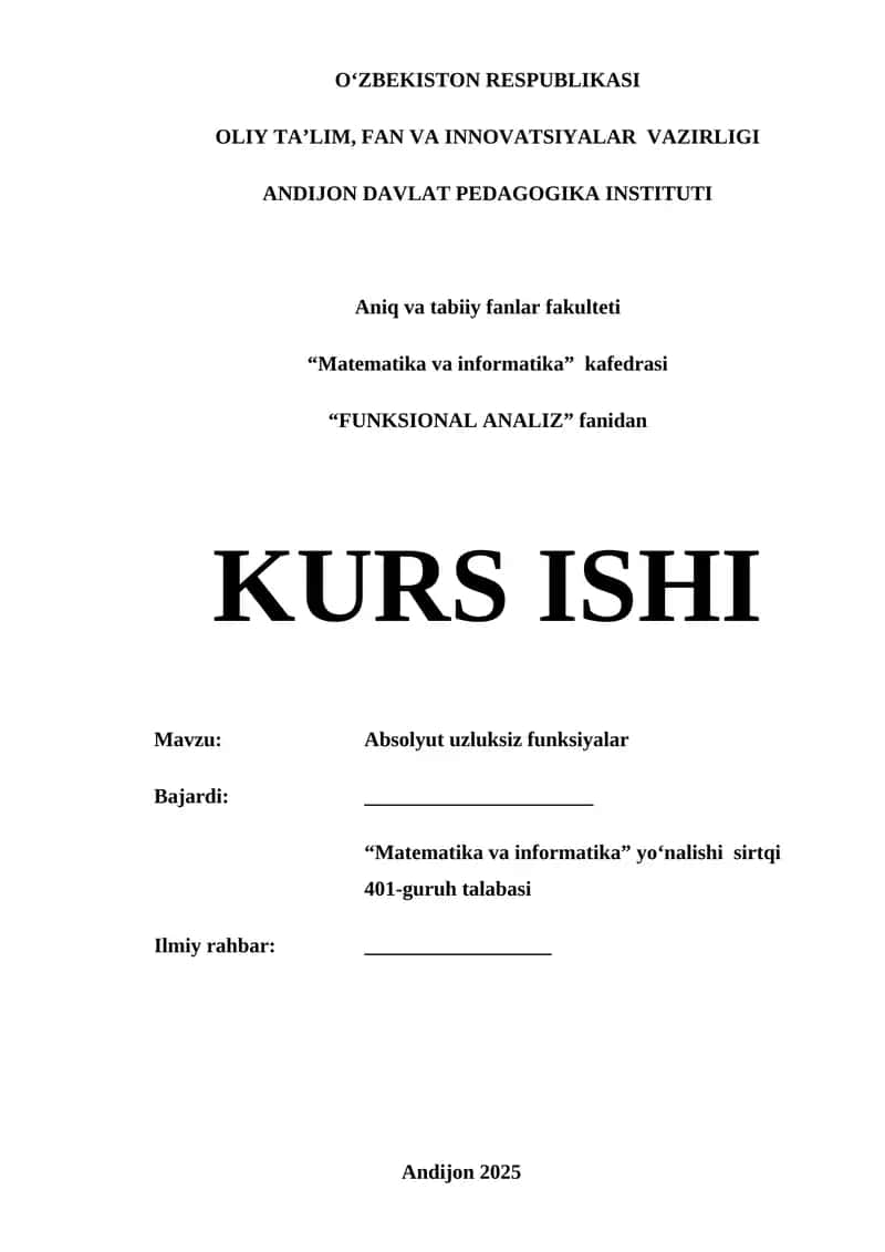 Absolyut uzluksiz funksiyalar