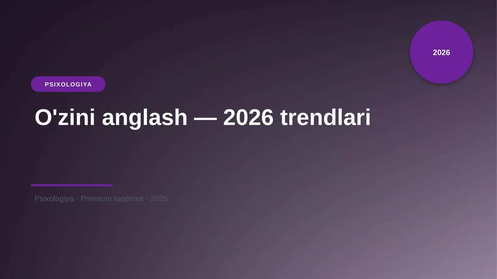 O'zini anglash — 2026 trendlari