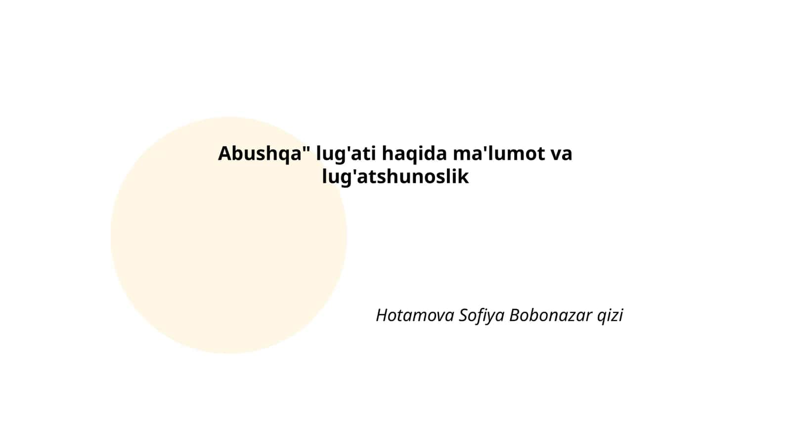 Abushqa lug'ati tarixi