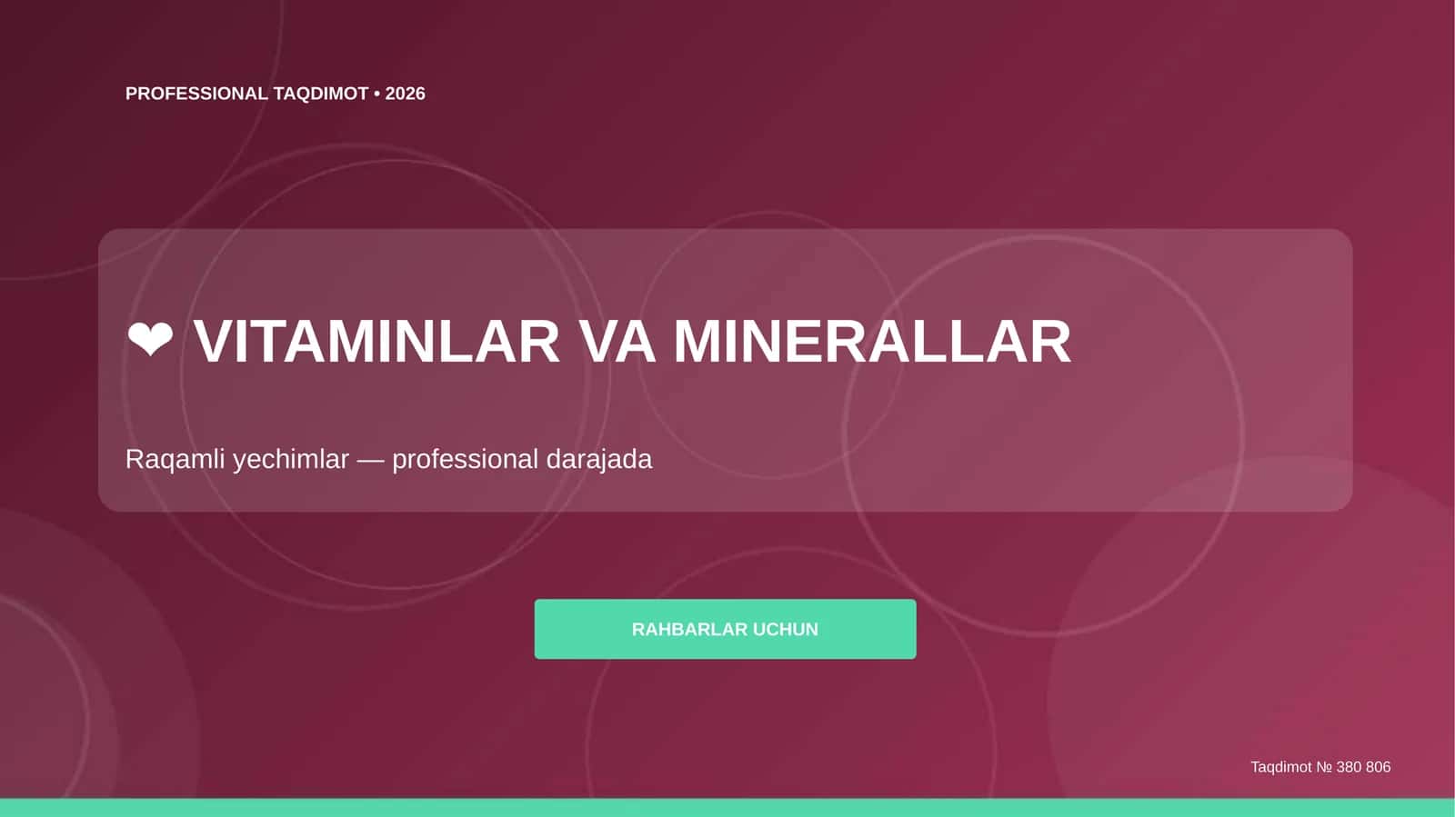 VITAMINLAR VA MINERALLAR
