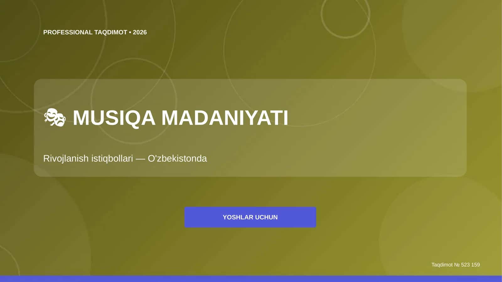 Musiqa madaniyati: rivojlanish istiqbollari (O'zbekistonda) [yoshlar uchun]