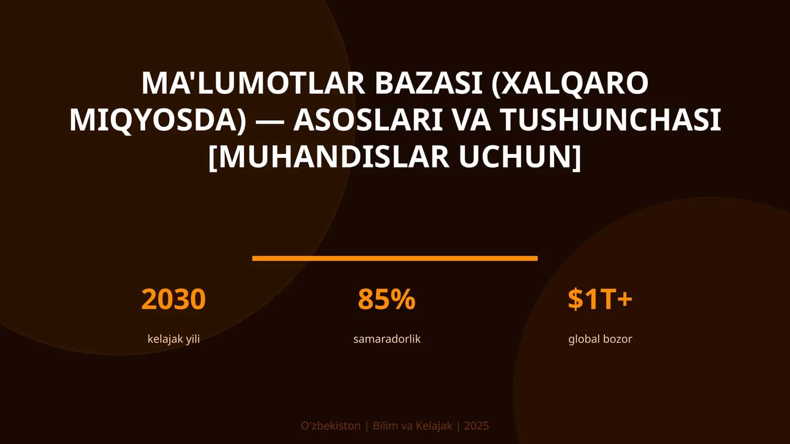 Ma'lumotlar bazasi (xalqaro miqyosda) — asoslari va tushunchasi [muhandislar uchun]