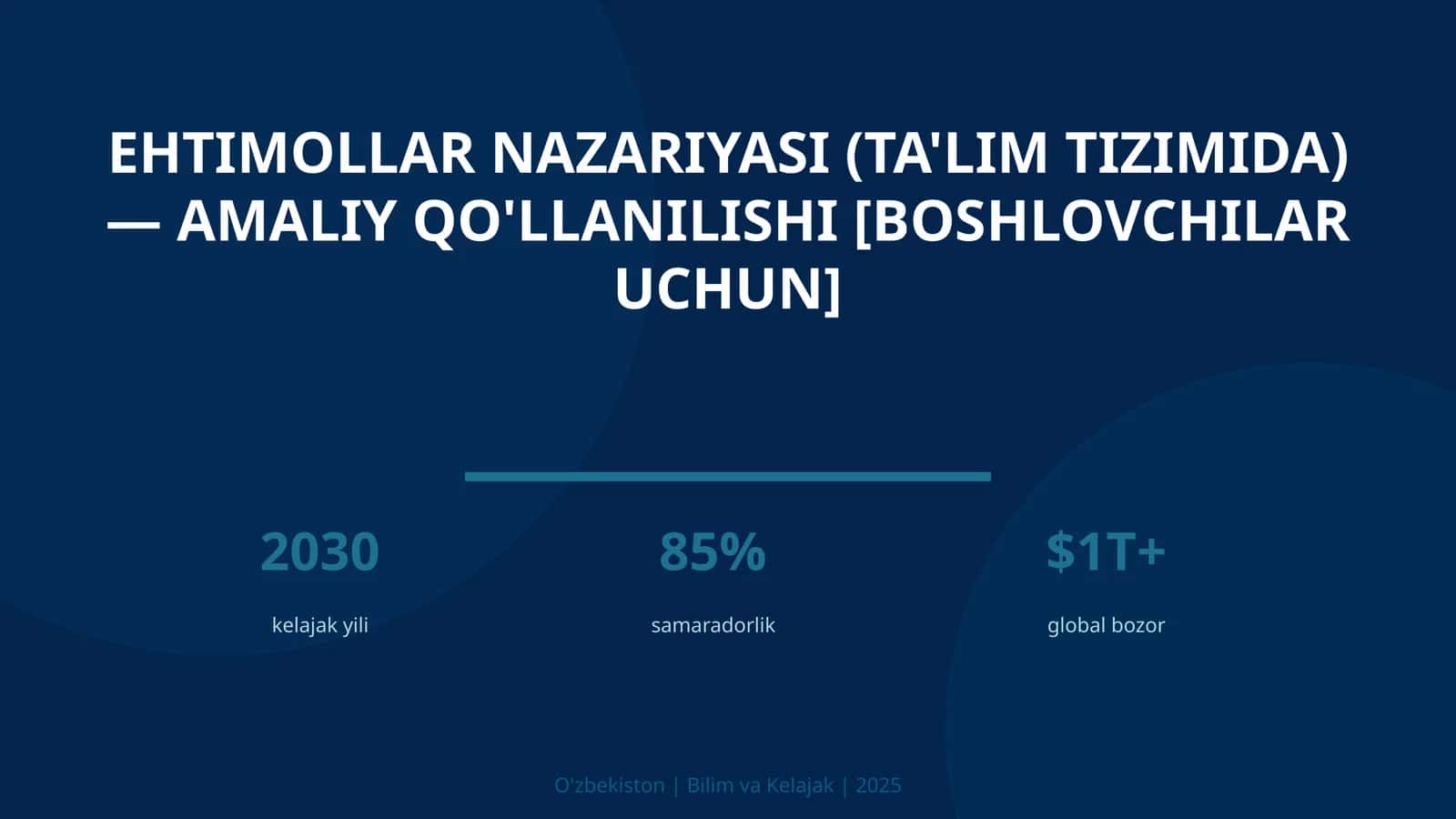 Ehtimollar nazariyasi (ta'lim tizimida) — amaliy qo'llanilishi [boshlovchilar uchun]