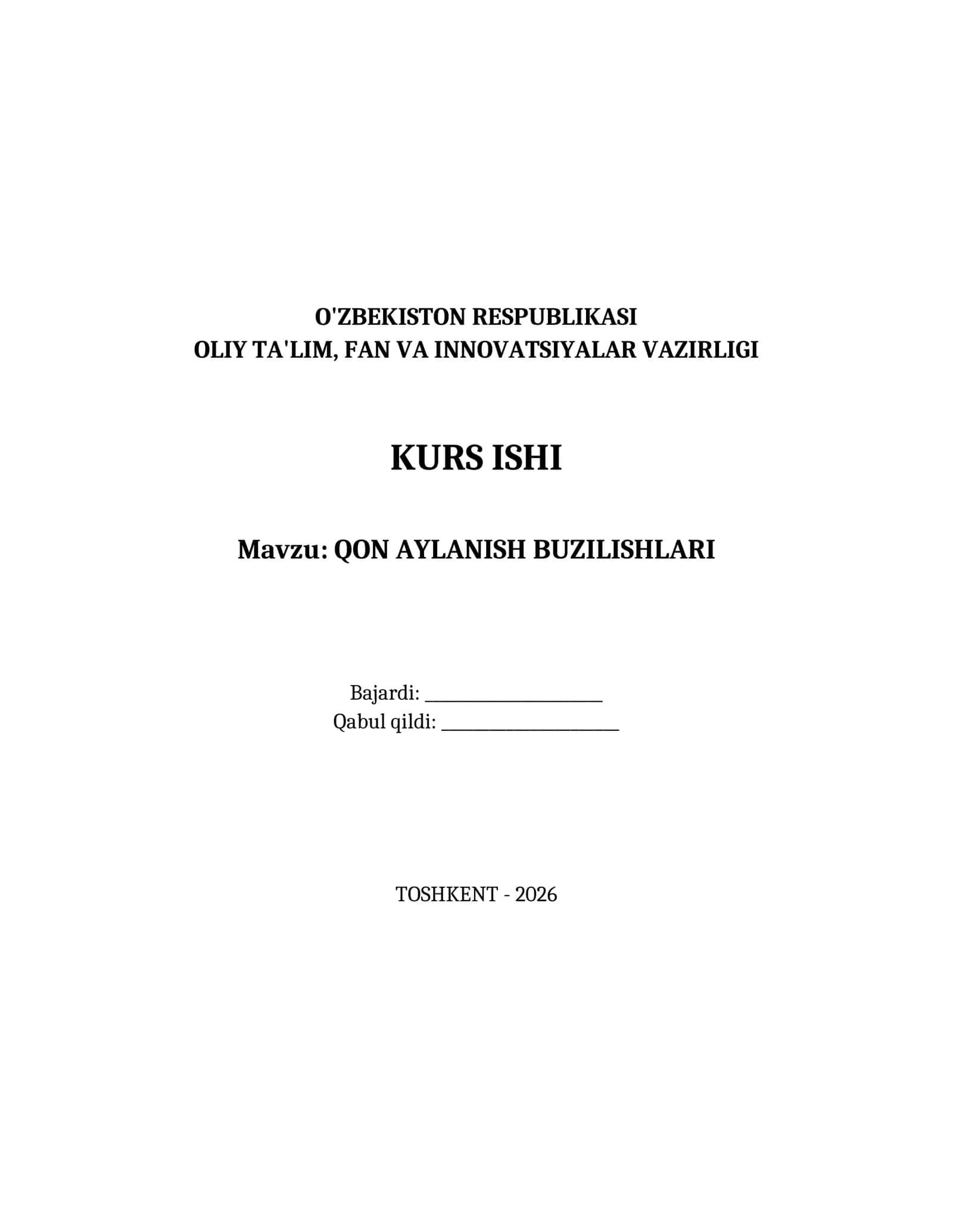 QON AYLANISH BUZILISHLARI
