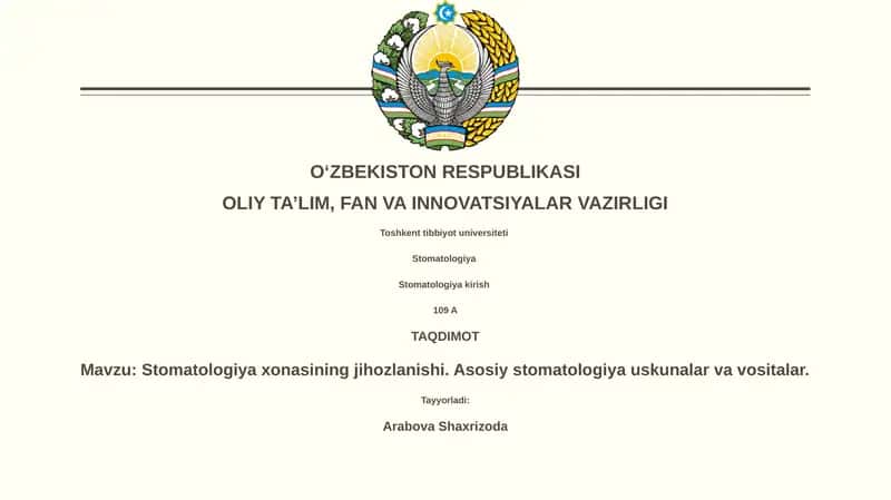 Stomatologiya kirish