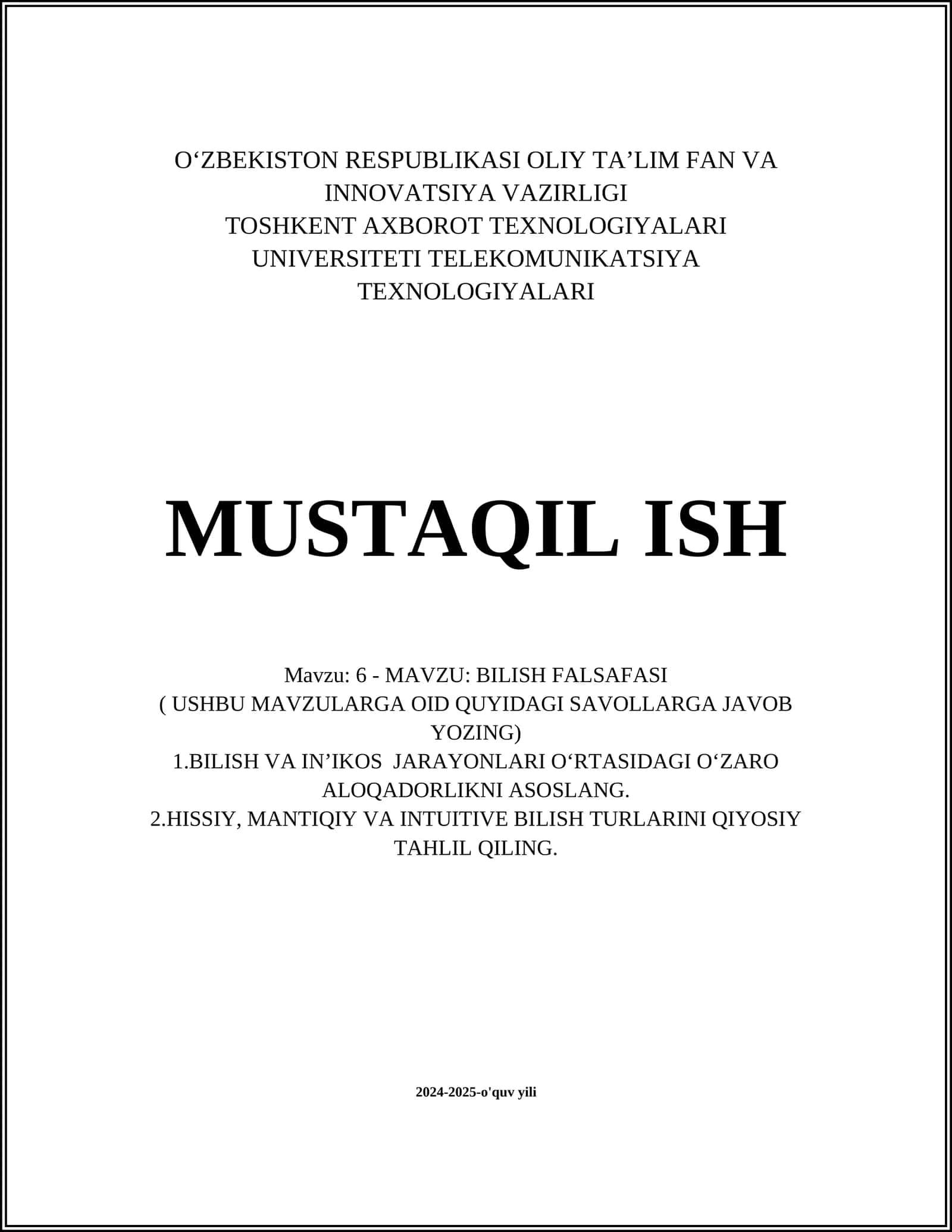 BILISH FALSAFASI