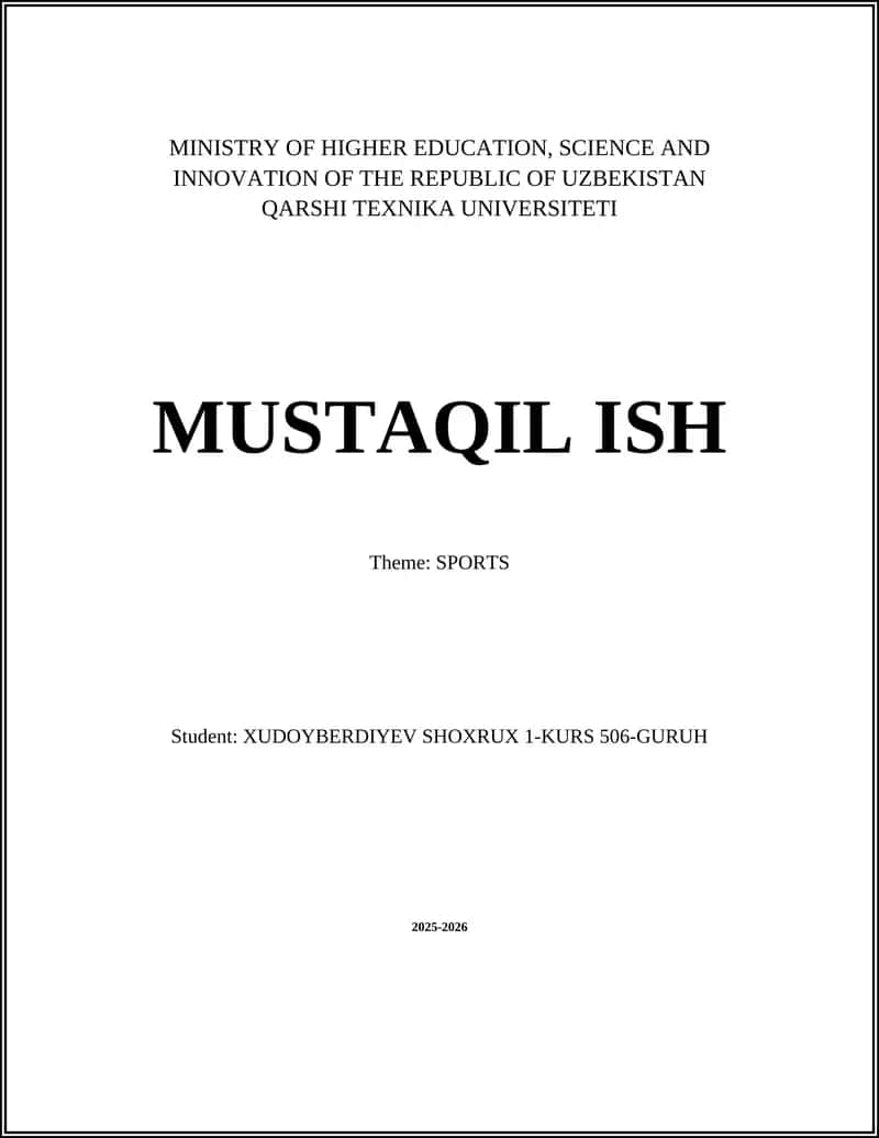 MUSTAQIL ISH Theme: SPORTS