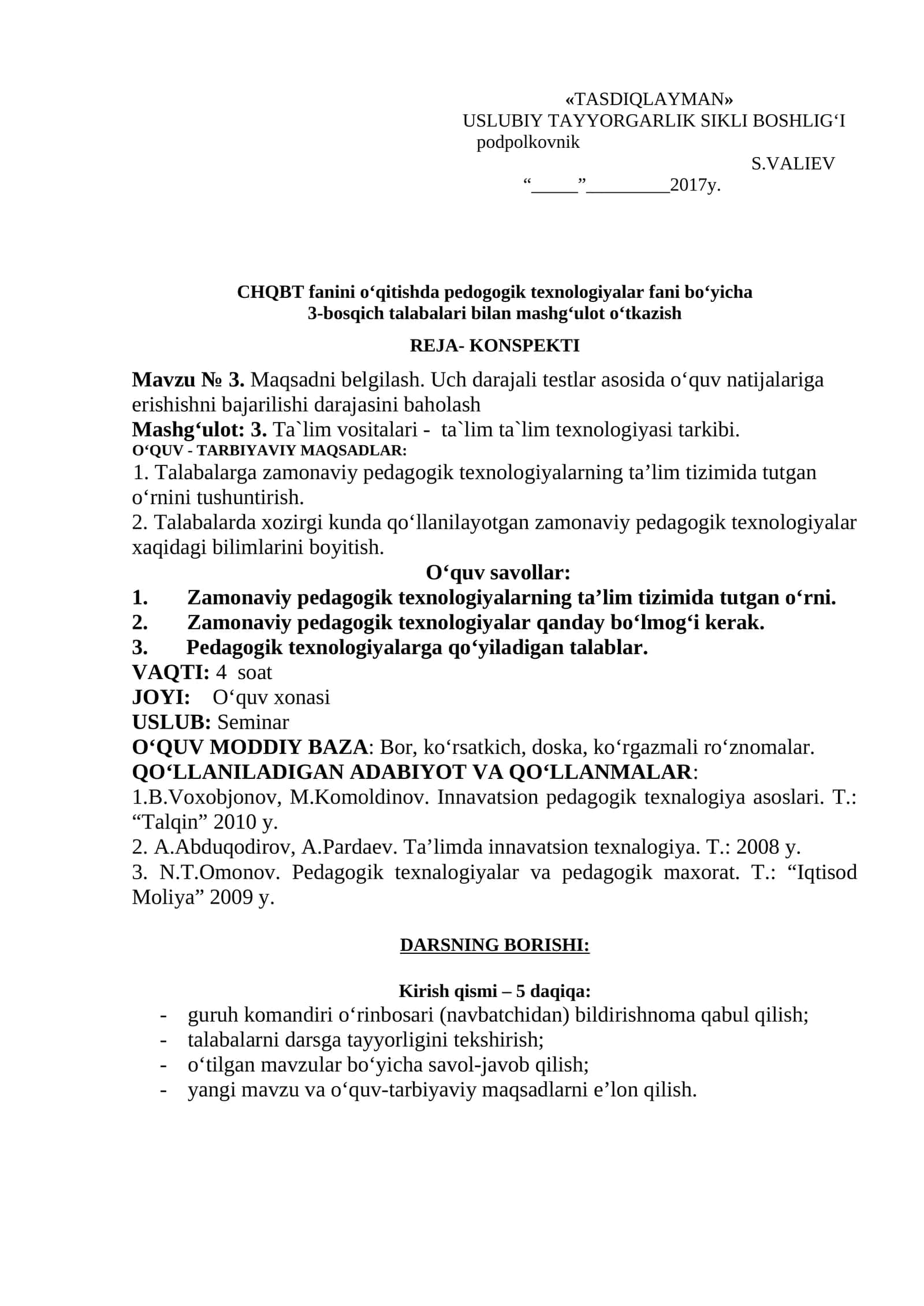 Mavzu № 3. Maqsadni belgilash