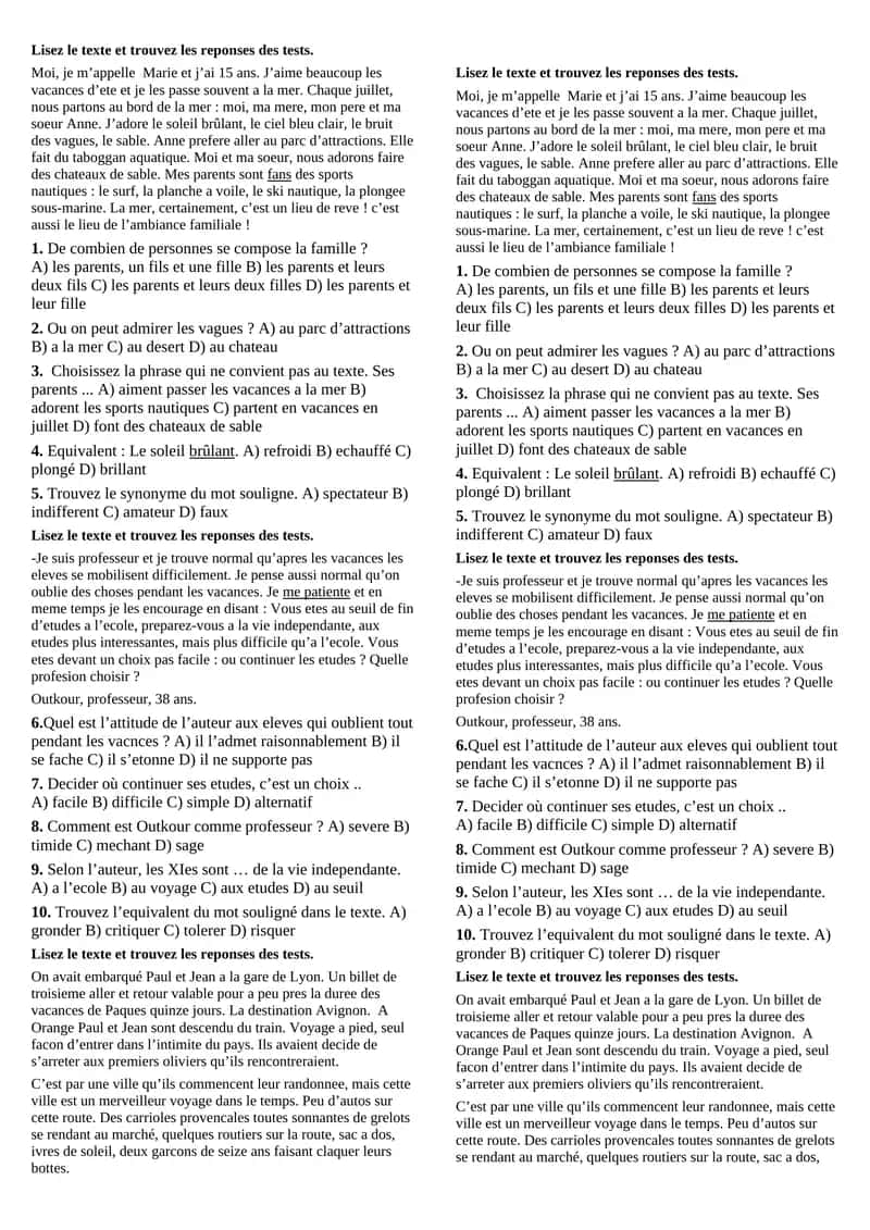Vacances d’été à la mer