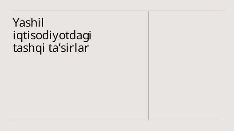 Yashil iqtisodiyotdagi tashqi ta’sirlar