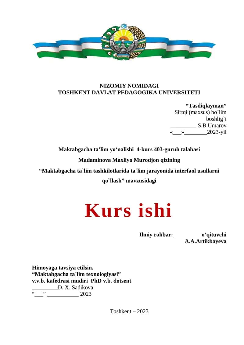 Maktabgacha ta`limda pedagogik jarayonlarni loyihalashtirish