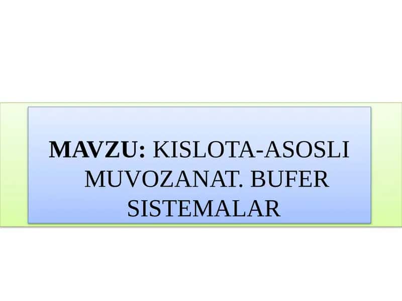 Kislota-asosli muvozanat