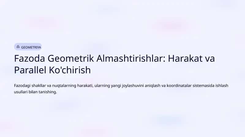 Fazoda Geometrik Almashtirishlar