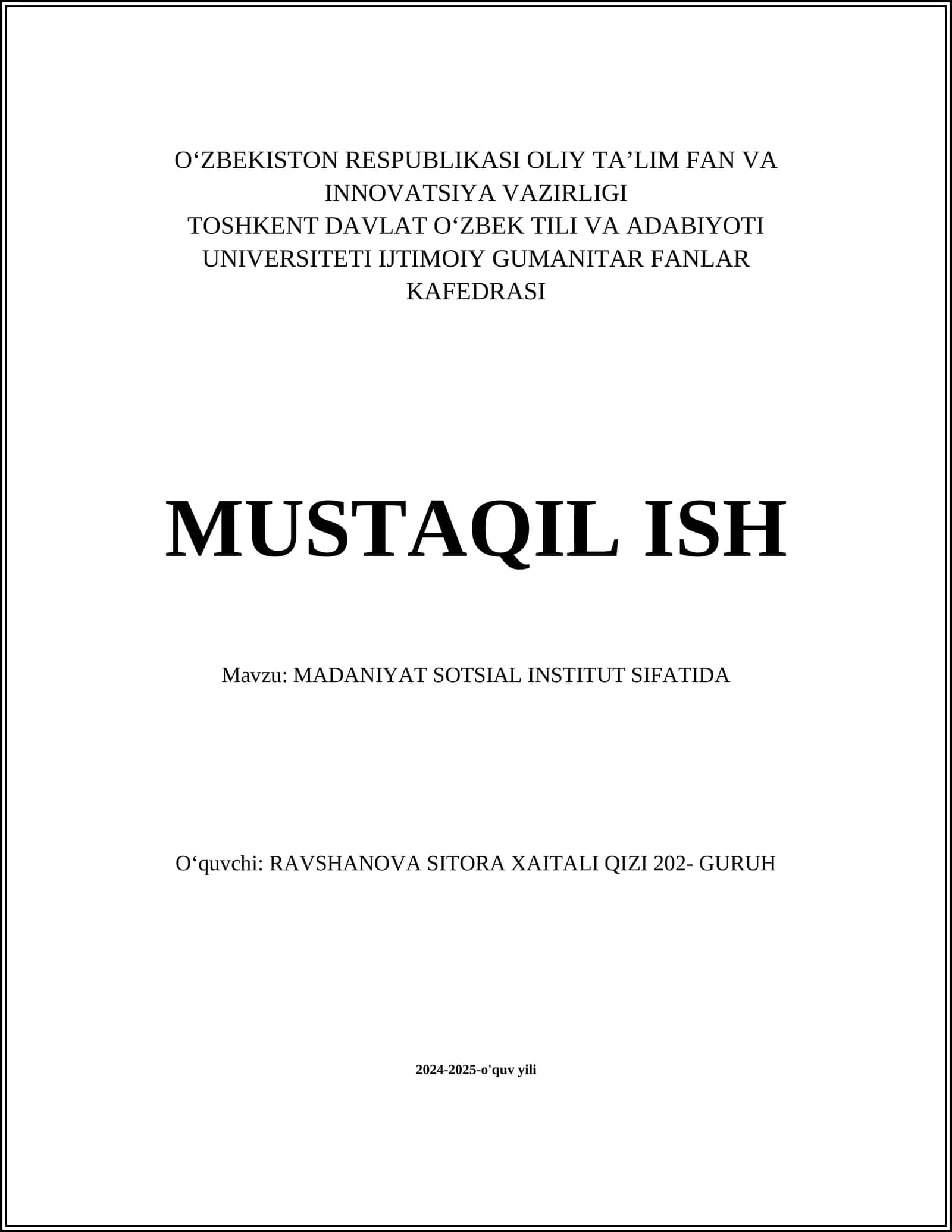 MADANIYATNING TARIXIY RIVOJLANISH BOSQICHLARI