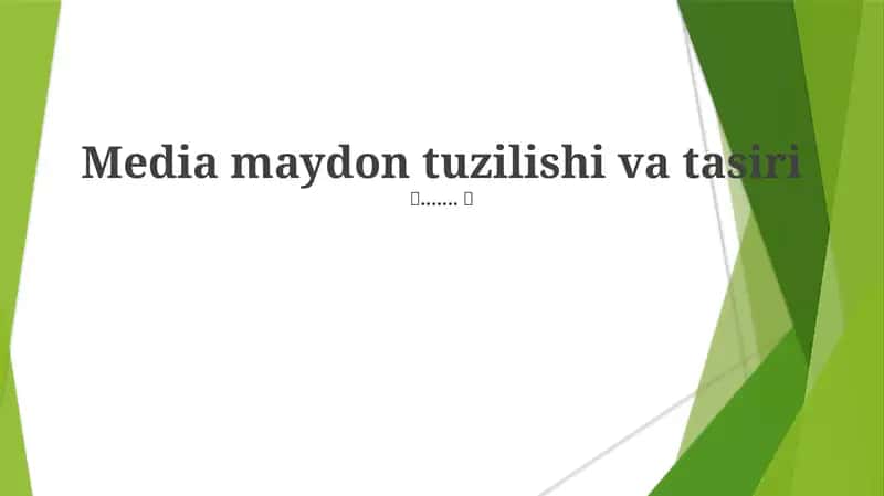 Media maydon tuzilishi va tasiri
