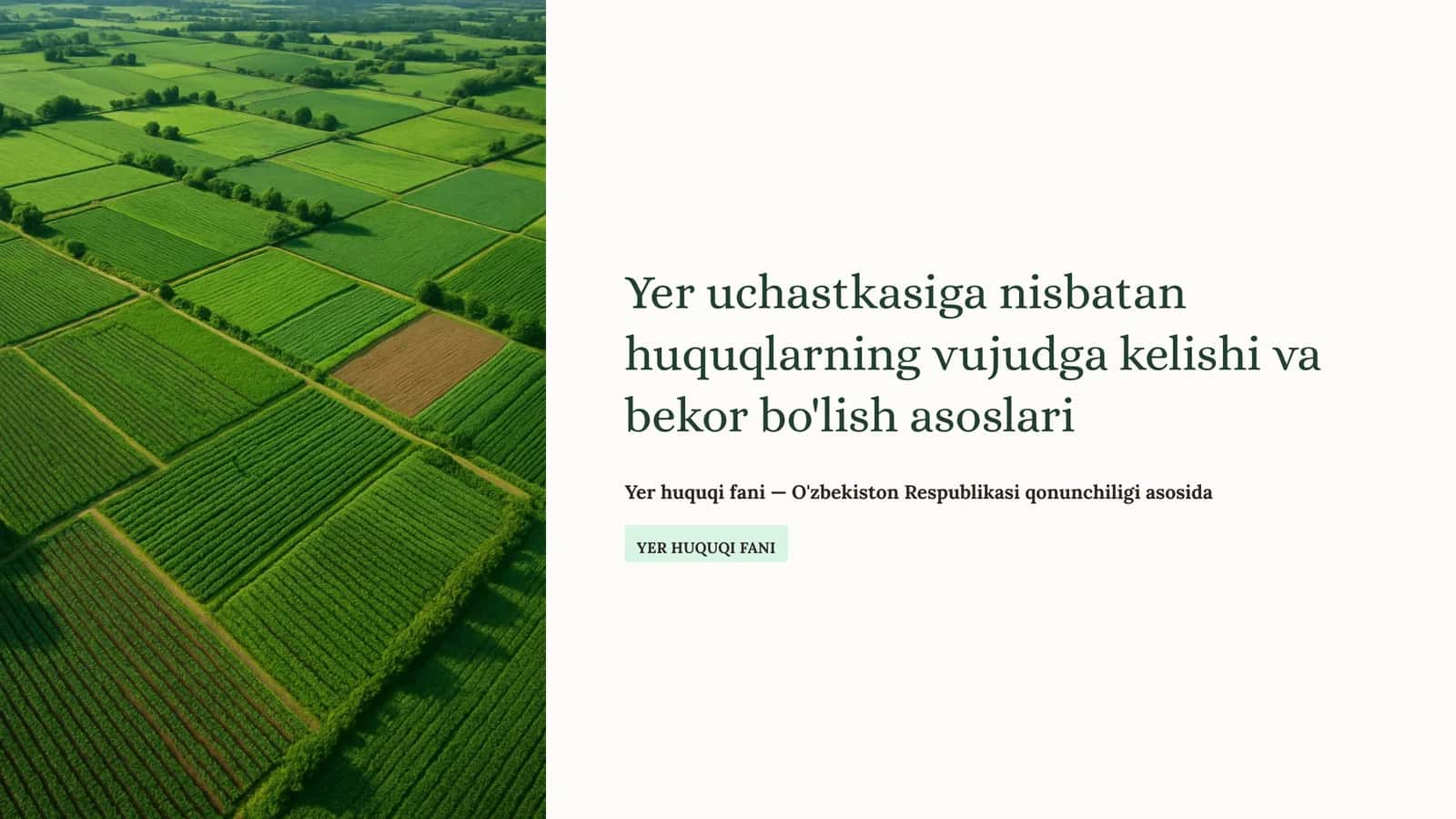 Yer uchastkasiga nisbatan huquqlarning vujudga kelishi va bekor bo'lish asoslari