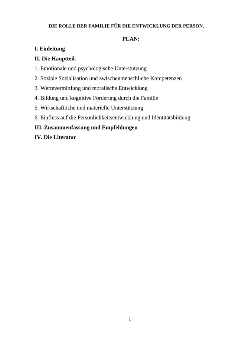 DIE ROLLE DER FAMILIE FÜR DIE ENTWICKLUNG DER PERSON