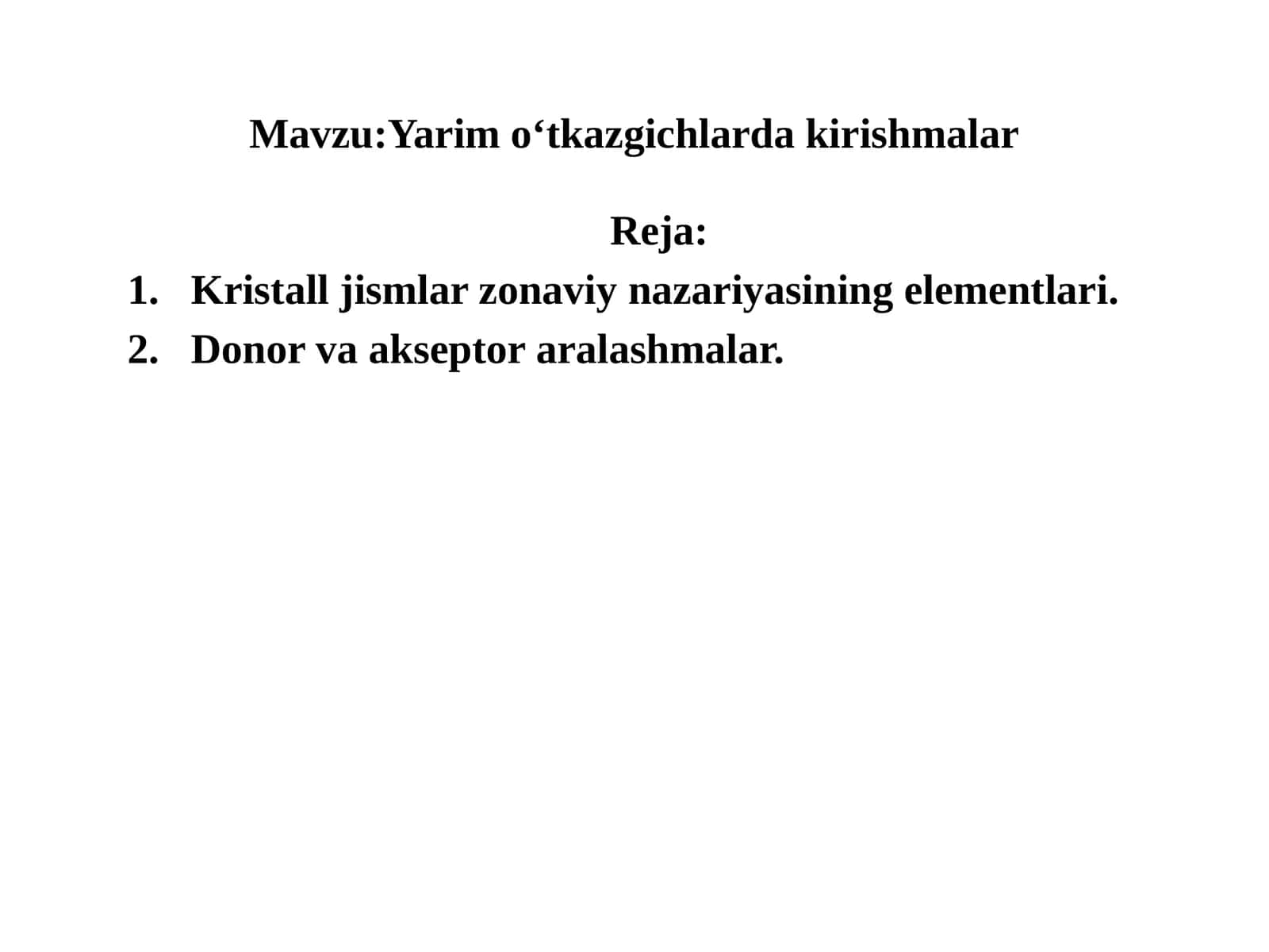 Yarimo‘tkazgichlarda kirishmalar
