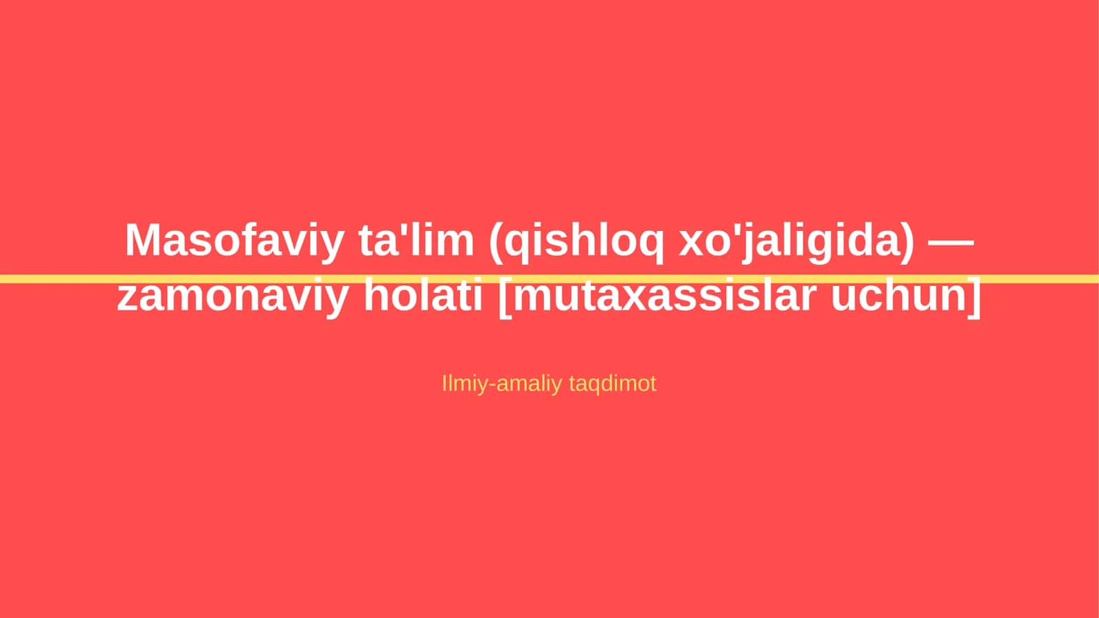 Masofaviy ta'lim (qishloq xo'jaligida) — zamonaviy holati [mutaxassislar uchun]