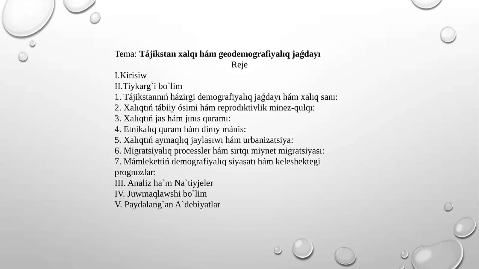 Tájikstan xalqı hám geodemografiyalıq jaǵdayı