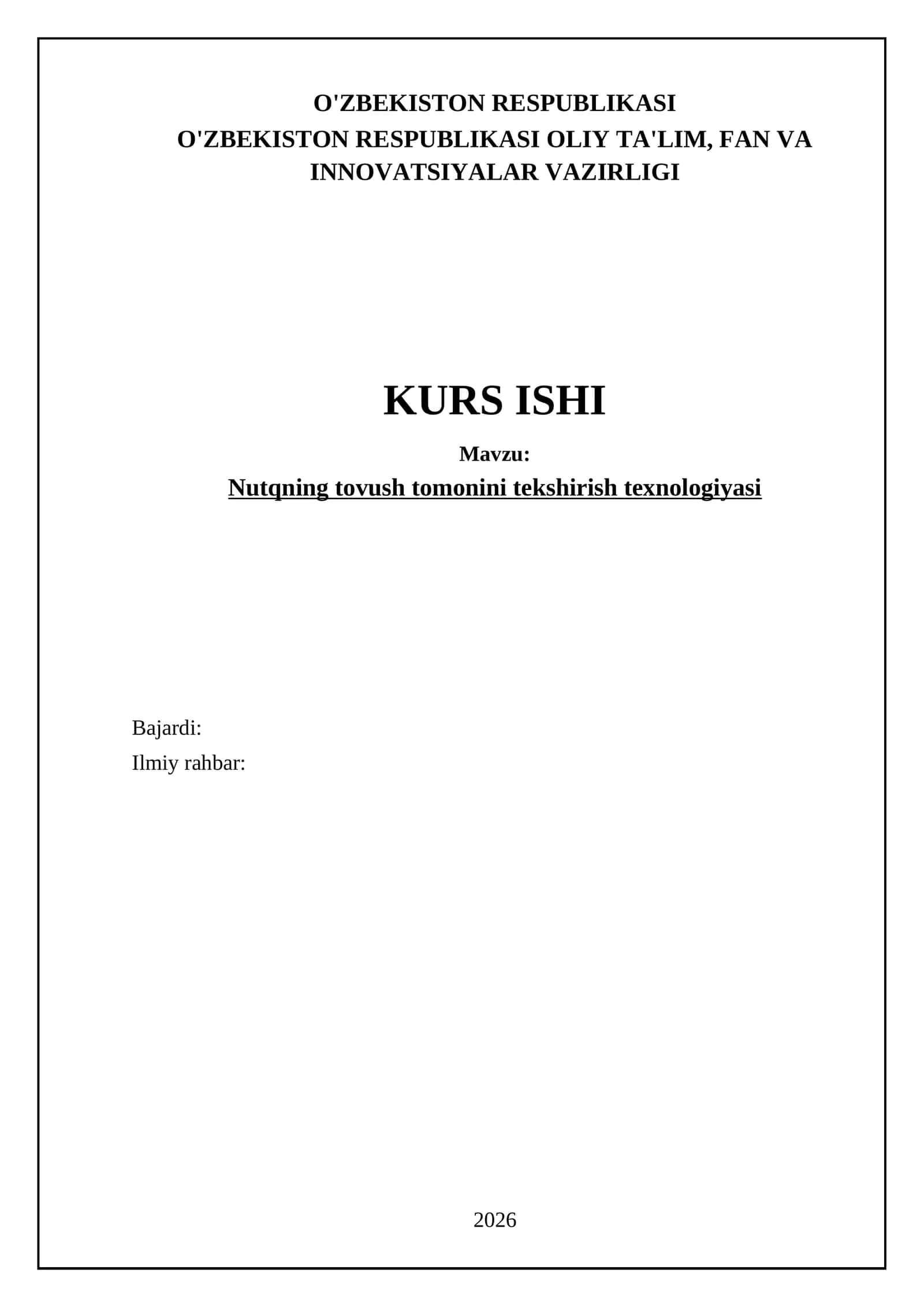 Nutqning tovush tomonini tekshirish texnologiyasi
