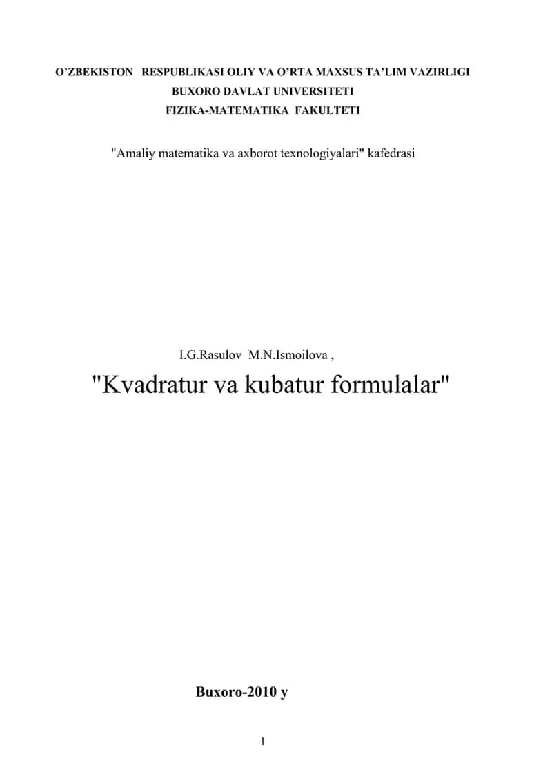 Kvadratur va kubatur formulalar