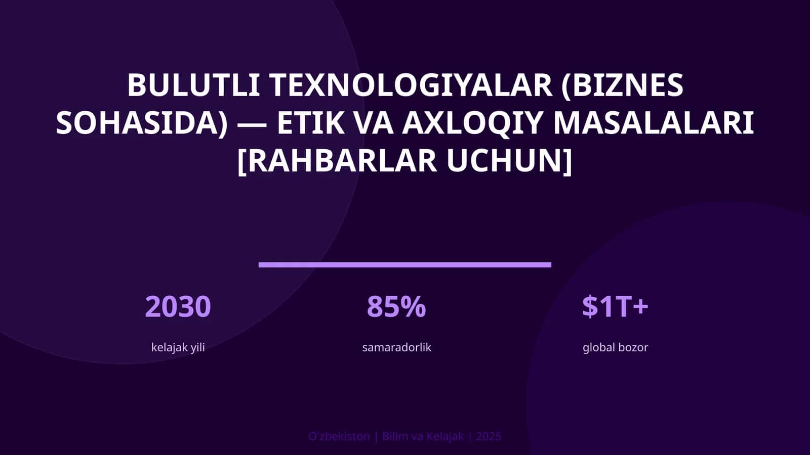 Bulutli texnologiyalar (biznes sohasida) — etik va axloqiy masalalari [rahbarlar uchun]