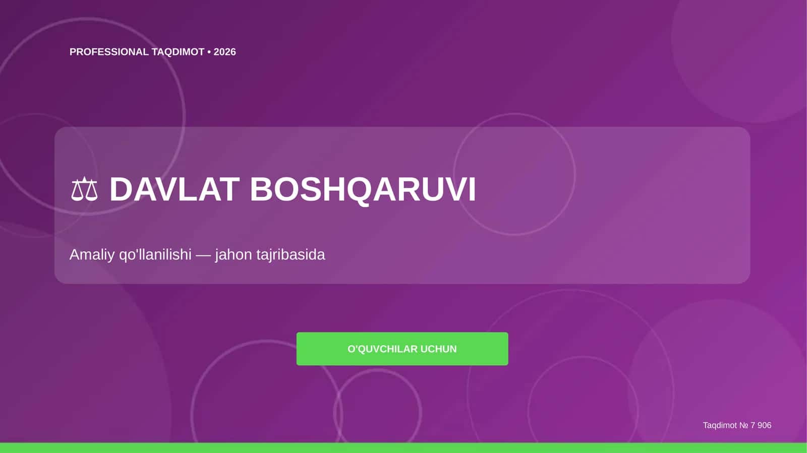 Davlat boshqaruvi: amaliy qo'llanilishi