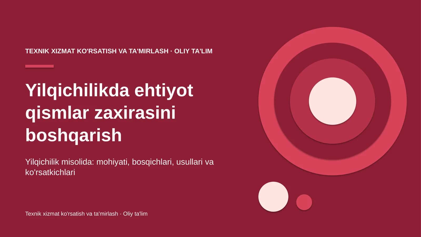 Yilqichilikda ehtiyot qismlar zaxirasini boshqarish