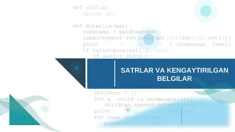 SATRLAR VA KENGAYTIRILGAN BELGILAR