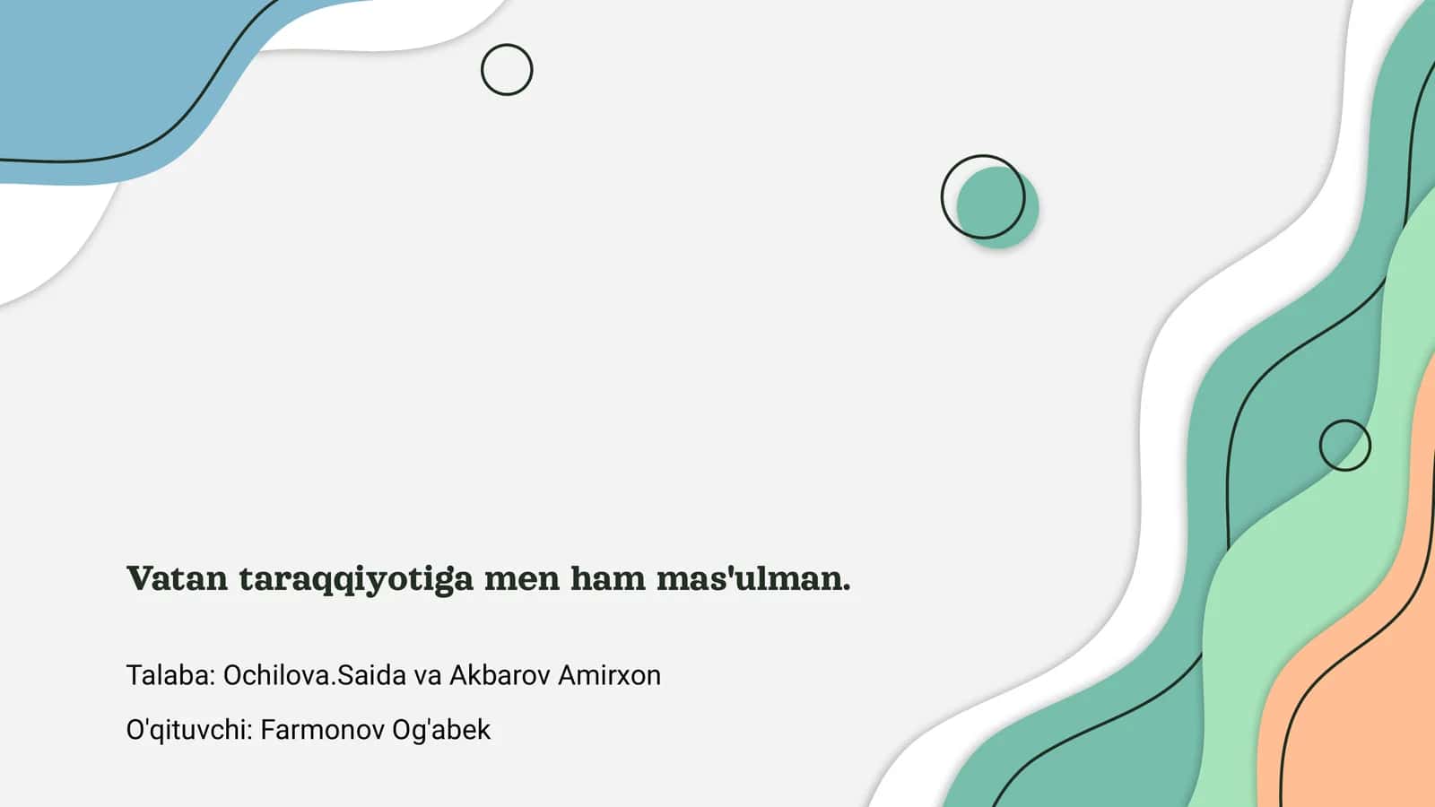Vatan taraqqiyotiga men ham mas'ulman
