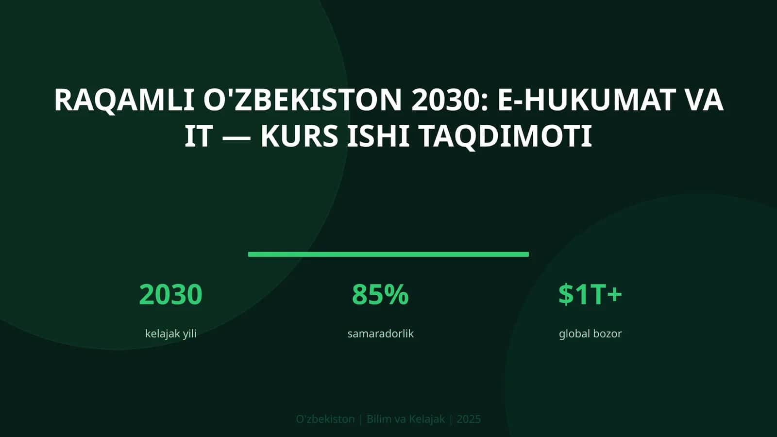 Raqamli O'zbekiston 2030: E-Hukumat va IT — Kurs ishi taqdimoti