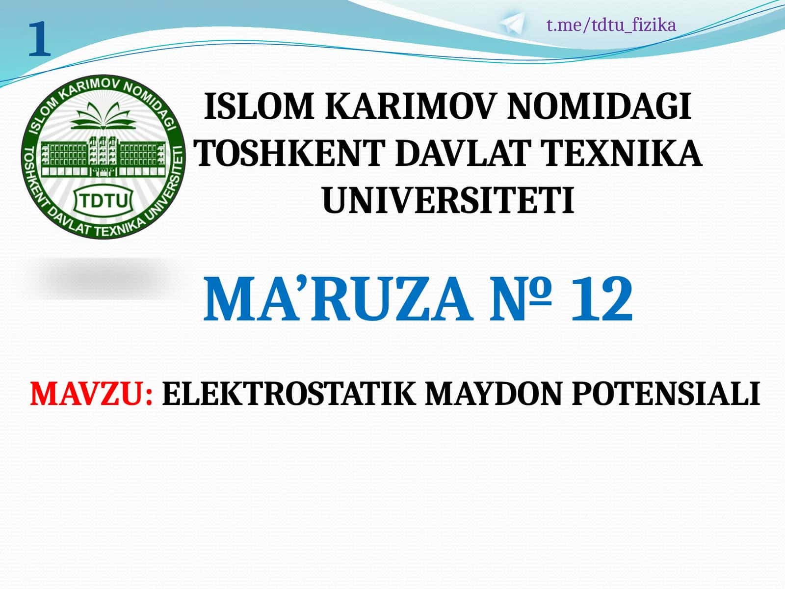 ELEKTROSTATIK MAYDON POTENSIALI