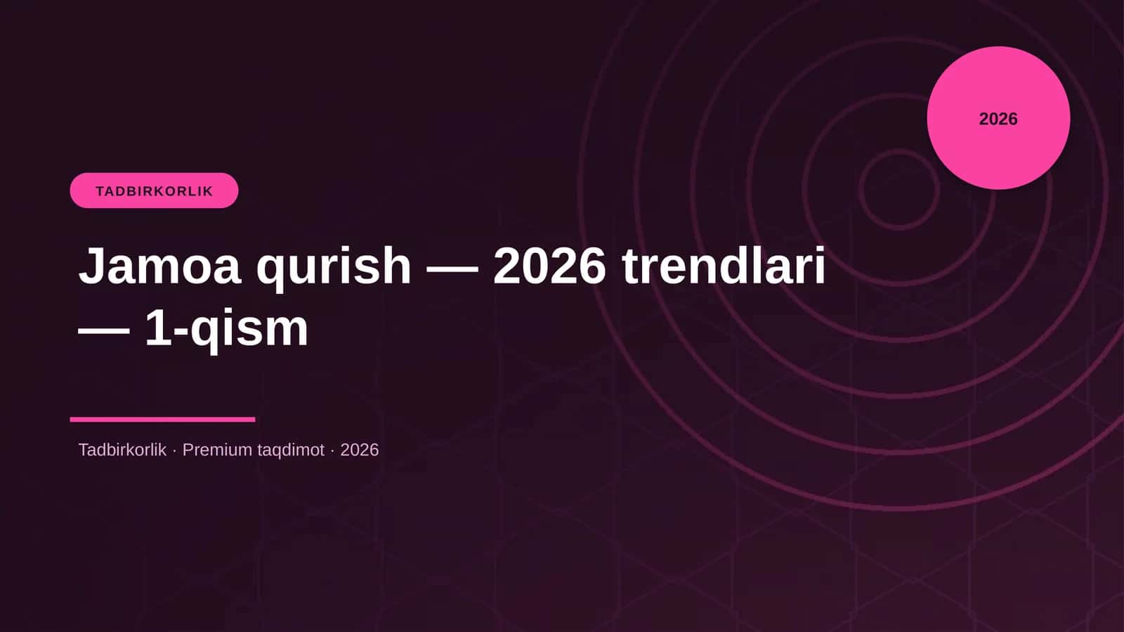 Jamoa qurish — 2026 trendlari — 1-qism