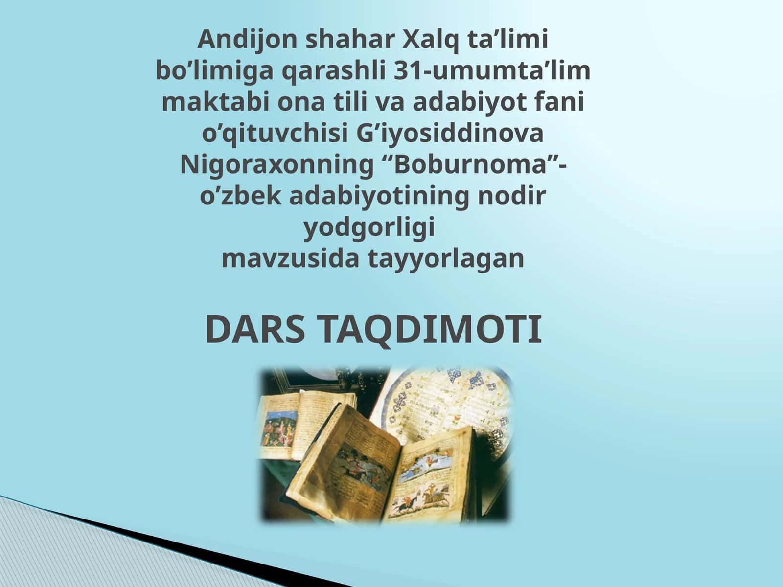 Boburnoma DARS TAQDIMOTI