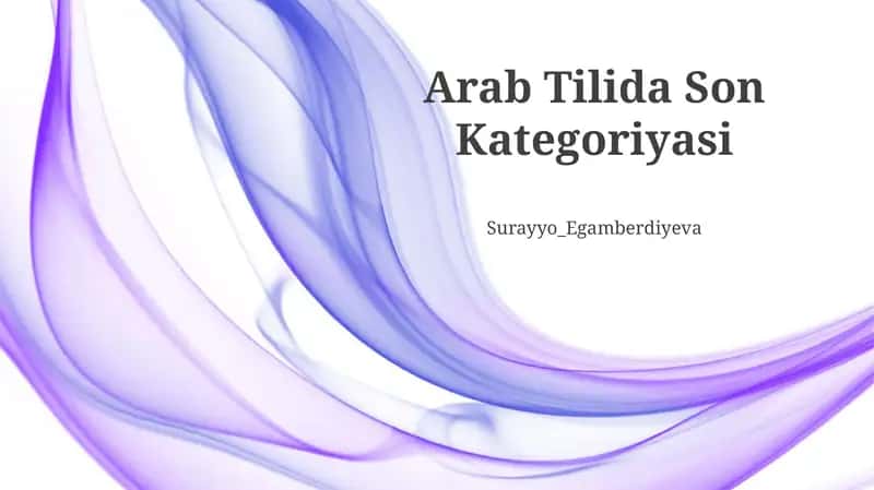Arab Tilida Son Kategoriyasi