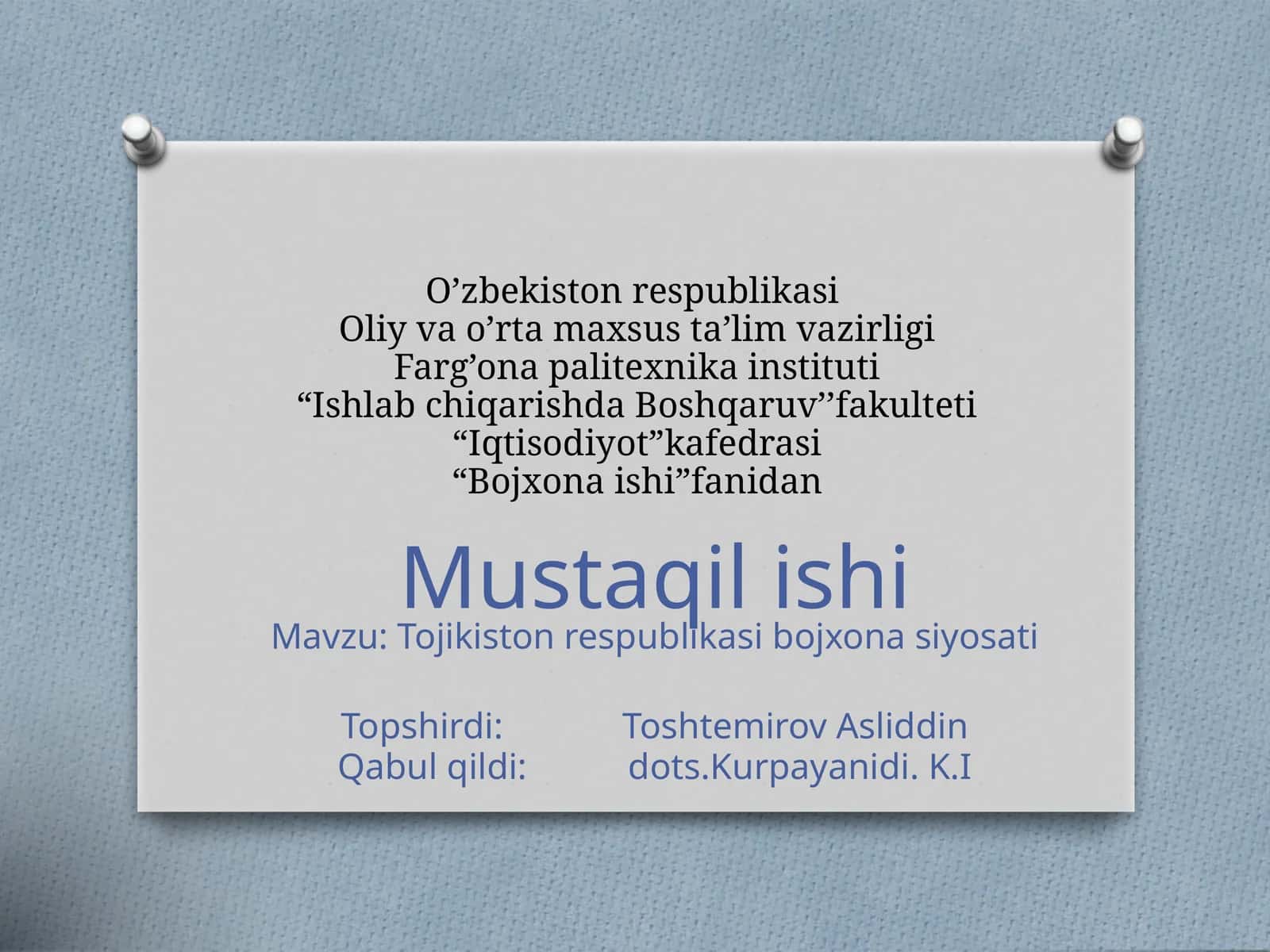 Tojikiston Respublikasi bojxonasiyo sati