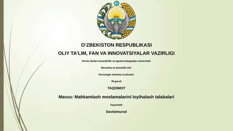 Mahkamlash moslamalarini loyihalash talabalari
