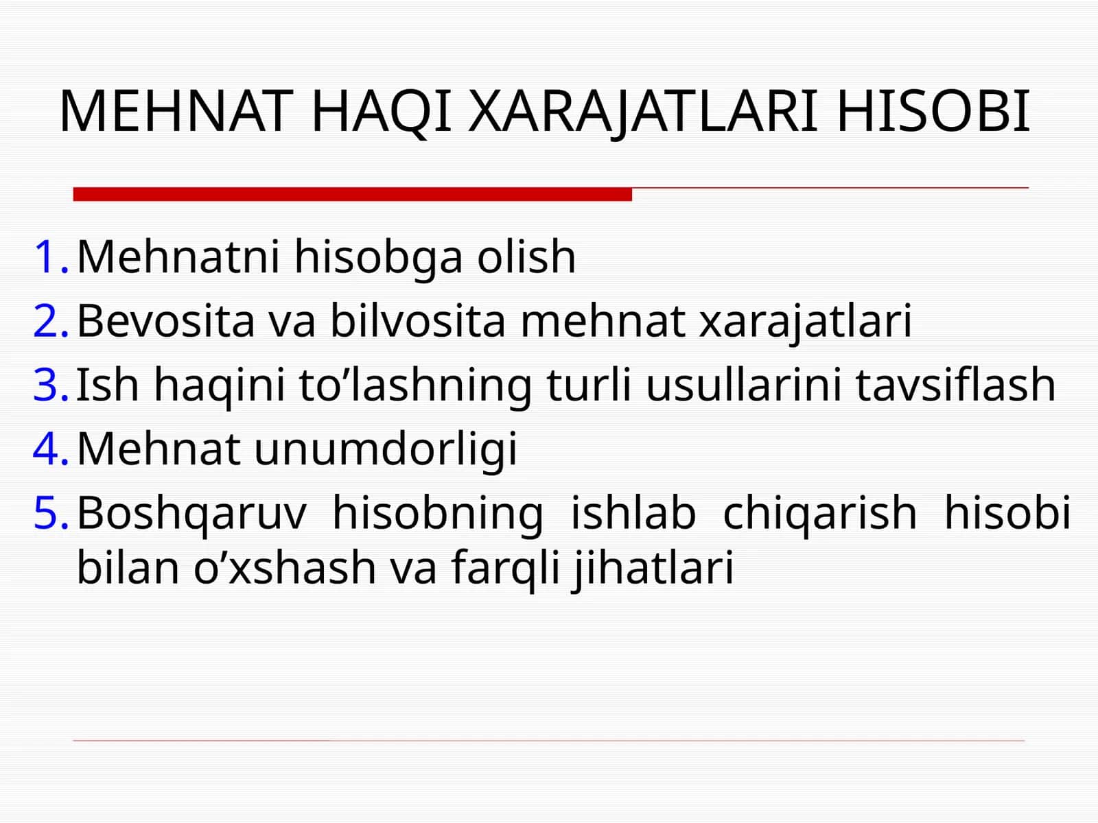 MEHNAT HAQI XARAJATLARI HISOBI