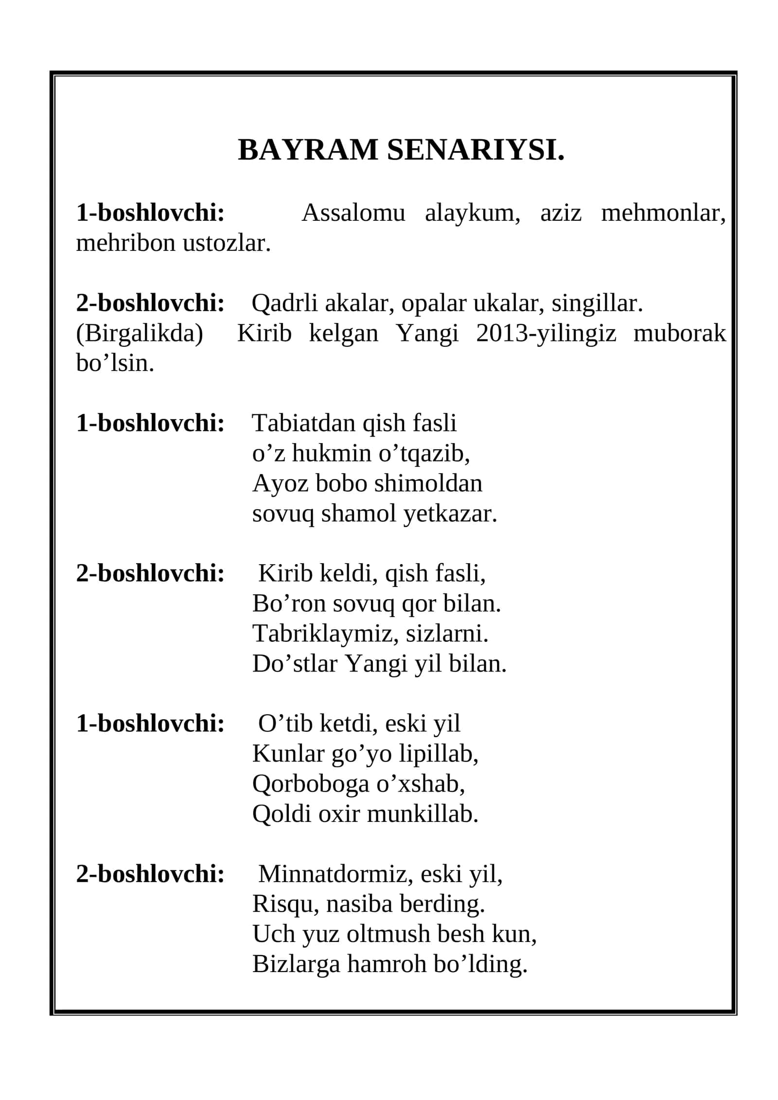 BAYRAM SENARIYSI
