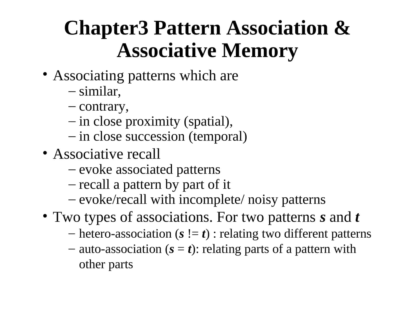 Associative Memory