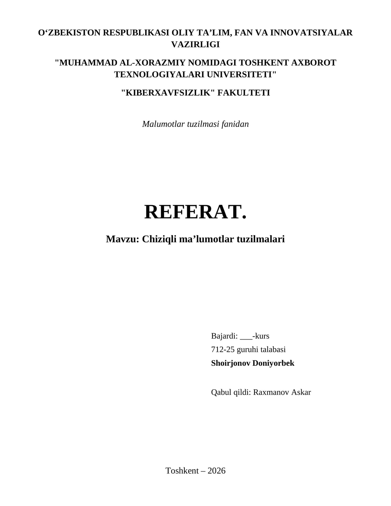 Chiziqli ma’lumotlar tuzilmalari
