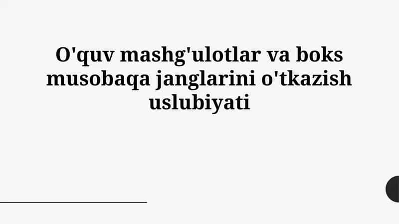 Boks Texnikasi va Taktikasi