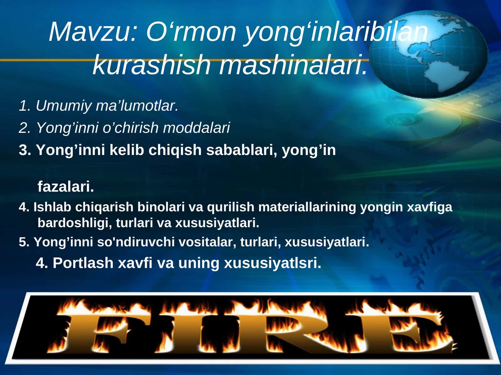 O‘rmon yong‘inlaribilan kurashish mashinalari