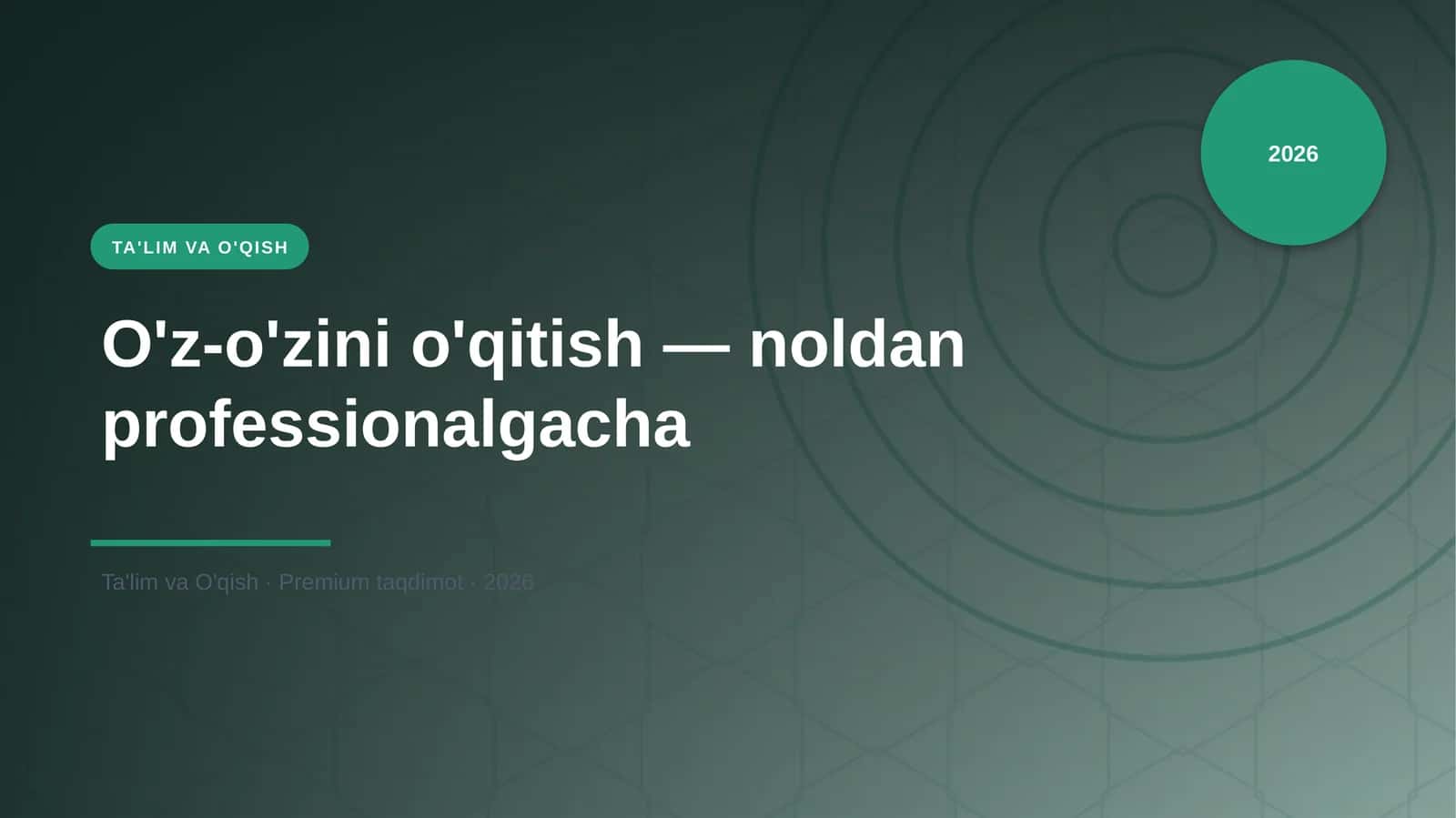O'z-o'zini o'qitish — noldan professionalgacha