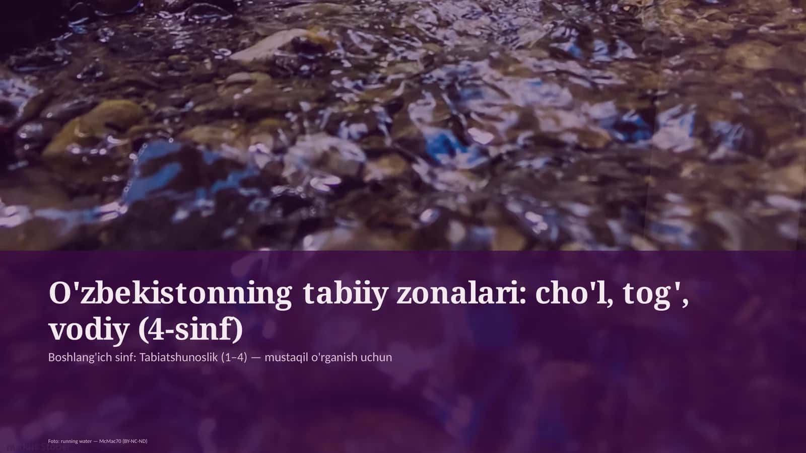 O'zbekistonning tabiiy zonalari: cho'l, tog', vodiy (4-sinf)